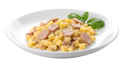 Food photo of delicious Carbonara, isolated on white or transparent background. PNG