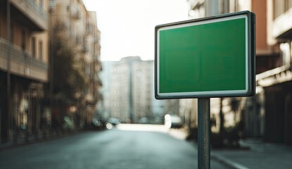 Blank green billboard on a street