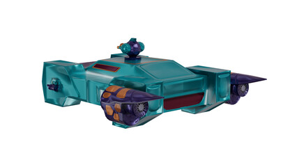 Futuristic Transparent Teal Spaceship Toy.