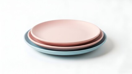 Stack of colorful plates isolated on a white background