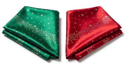 Two satin ketupat charms with decorative accents isolated on a white background