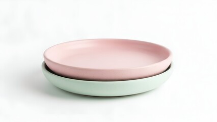 Two plates stacked together on a white background