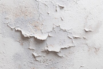 Peeling white paint reveals textured plaster with subtle brown undertones