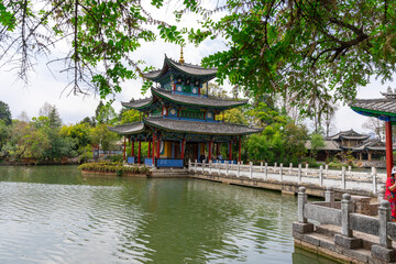 The Beautiful Moon Embracing Pavilion in Dayan old town ,Lijiang, China
