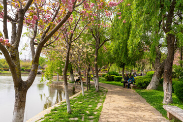 Amazing view of the Black Dragon Pool in the Jade Spring Park, Lijiang, Yunnan province China.
