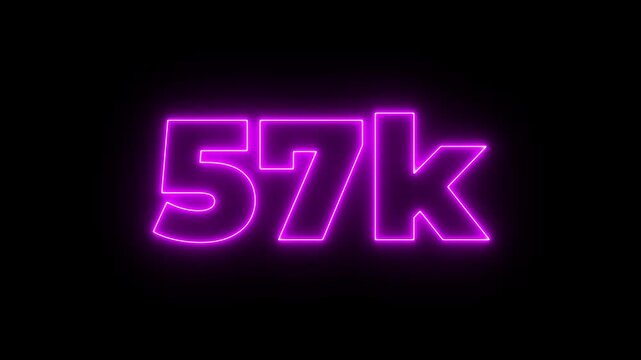 Neon 80K text animation on black background. neon glowing sign.