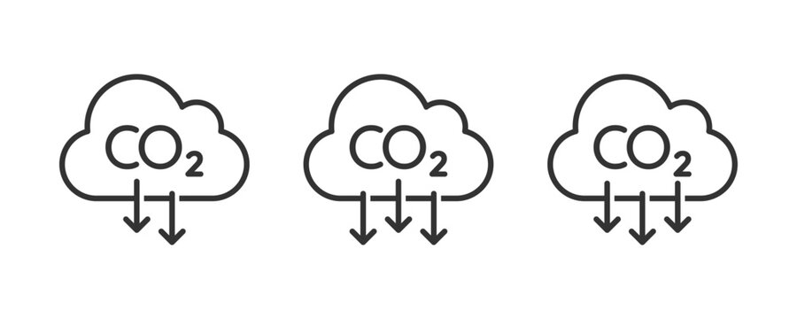 Carbon emissions reduction icon. CO2 icon. CO2 reduction icon. Low carbon dioxide icon