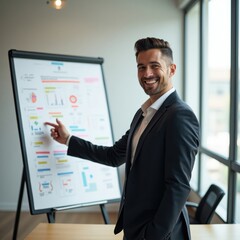 Businessman presenting data analysis