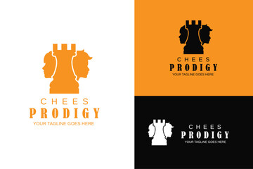 chess prodigy rook with girl and boy silhouette design vector illustration © Roossoo