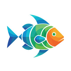 Fototapeta premium Vivid colorful cartoon fish illustration featuring abstract aquatic creatures for educational or