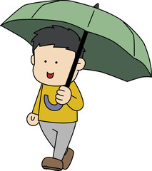 우산 들고 걷는 사람 이미