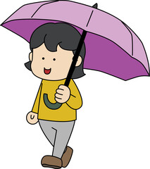 우산 들고 걷는 사람 이미