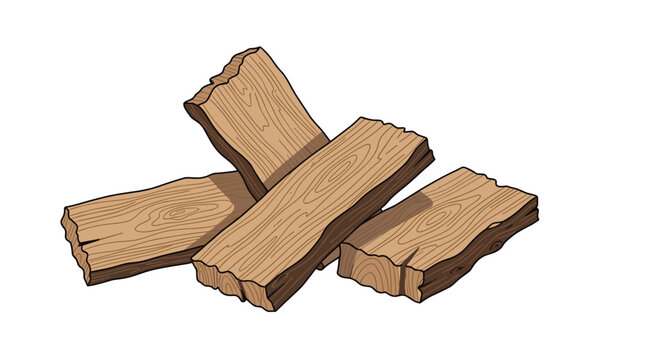 Group of several rough cut wooden logs or planks with visible wood grain and textured edges for woodworking or fuel.