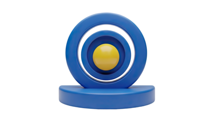 Abstract Blue Concentric Circles with Yellow Sphere on Platform