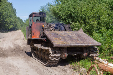 An old skidder in a logging area in the Siberian taiga.