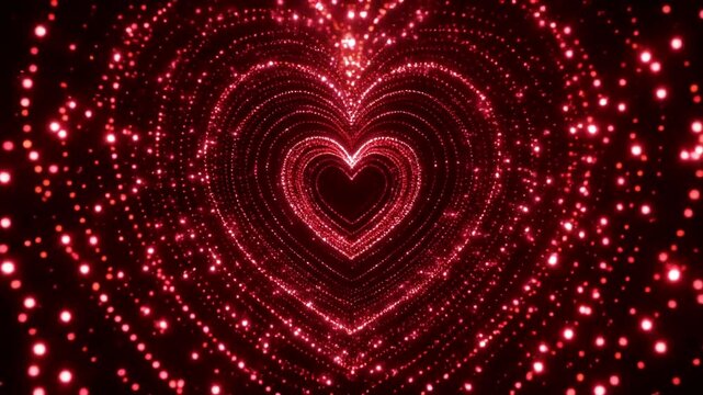 Glowing heart shape formed by drifting embers on valentine background