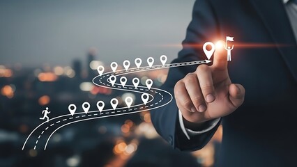 Businessman touching navigation interface technology