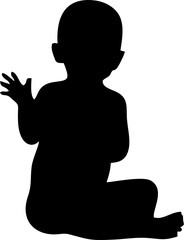 Set of baby and toddler silhouette isolated on white background. Sitting, crawling and standing. Vector illustration