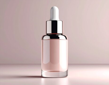 Pink Tinted Glass Dropper Bottle Mockup