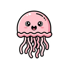 Fototapeta premium Cute Jellyfish Cartoon. (12)