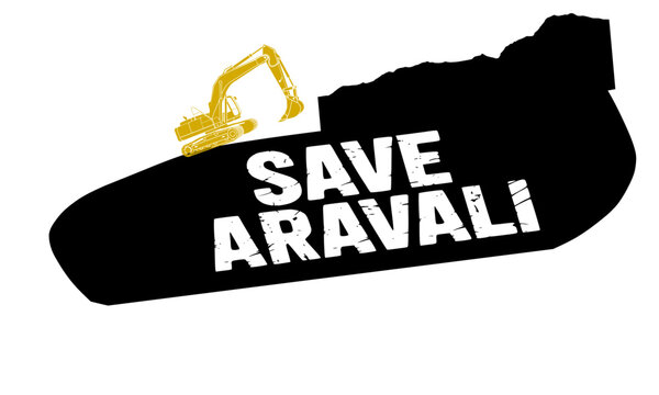 Save Aravali &ndash; Excavator on Map Silhouette