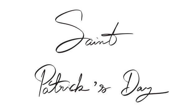 Saint patrick day text font calligraphy hand written lettering script black color object icon st patrick day 17 seventeen day date march month leprechaun saint patrick day greeting card event party 