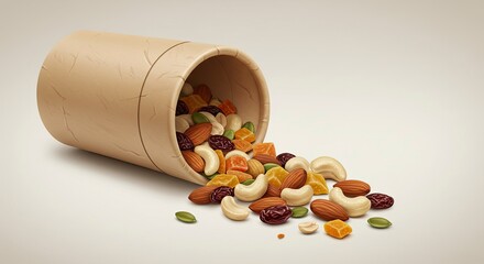 Delicious Mixed Nuts and Dried Fruit Spill from Container