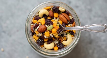 Delicious Mixed Nuts and Dried Fruit in a Jar