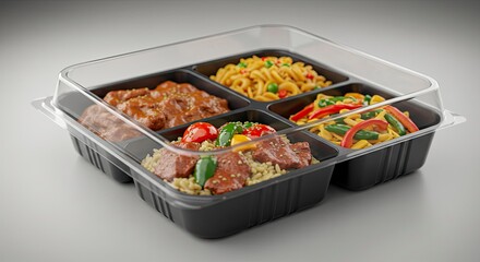 Delicious Multi-Compartment Meal Prep Container with Food