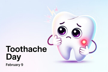 Cute Toothache Day Cartoon Illustration Promoting Dental Health Awareness And Oral Care