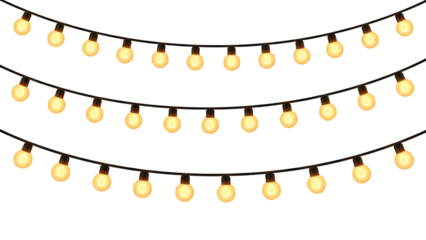 Warm string lights on a dark background