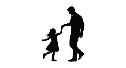 Fototapeta premium A tender moment of a father and daughter joyfully dancing together captured in silhouette