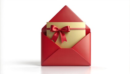 Red Envelope with Gift Card and Ribbon.
