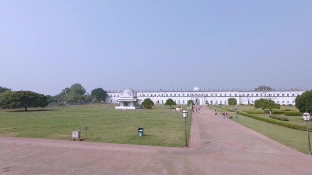 The Nawabs in Bengal built the Imambara or the mosque. The panning long-shot view of the mosque complex in Murshidabad town in Bengal, India.