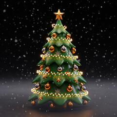 Obraz premium Beautifully decorated Christmas tree with golden lights and ornaments