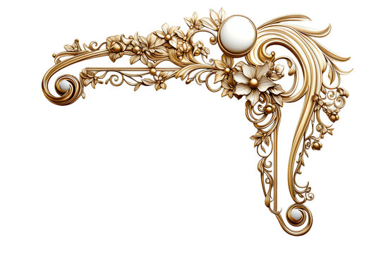 Marco decorativo ornamental de flores blancas y doradas en 3D