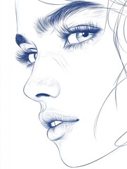 Obraz premium Stylish and modern illustration of a young woman's face with artistic detail.