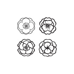 Japanese Camellia icon line art elegant