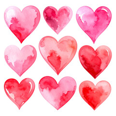 red 3D hearts as a romantic love symbol and Valentine's Day decoration on a white background, featuring a passion concept illustration for a wedding gift or holiday design