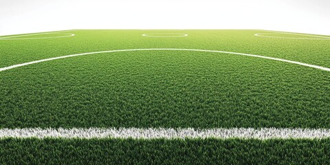Obraz premium A vibrant soccer field in focus with boundary lines clearly marked and goal netting visible.