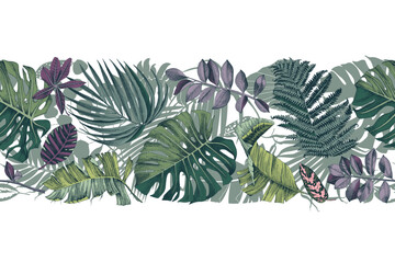 Tropical horizontal vector seamless border