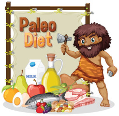 Caveman and Paleo Diet Illustration
