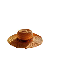 Wide-brimmed straw hat casting a shadow