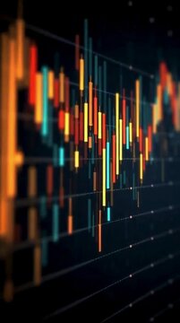 Business data, fast-moving financial graph with animated candlesticks. 3d rendering stock video for copy space brand or company name.
