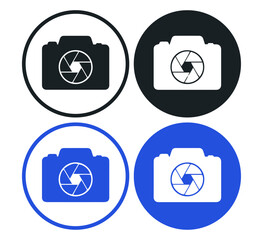 camera shutter photography icons set flat vector circle lens symbols
