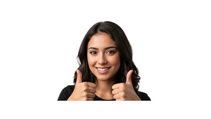 Attractive woman giving thumbs up