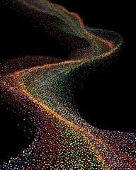 Tiny bright dots flowing, joyful pattern, dynamic cheerful stream