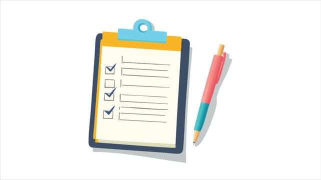 vector Checklist on clipboard with pen