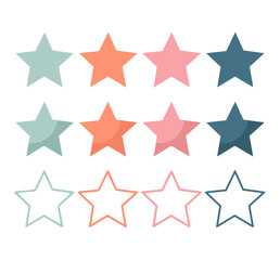 Obraz premium colorful five pointed star icons set flat vector rating design