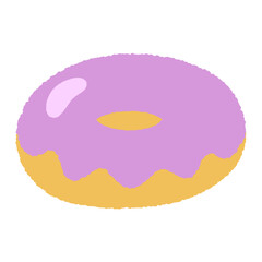 手書き風の単品アイコンイラスト　食べ物　ドーナツ